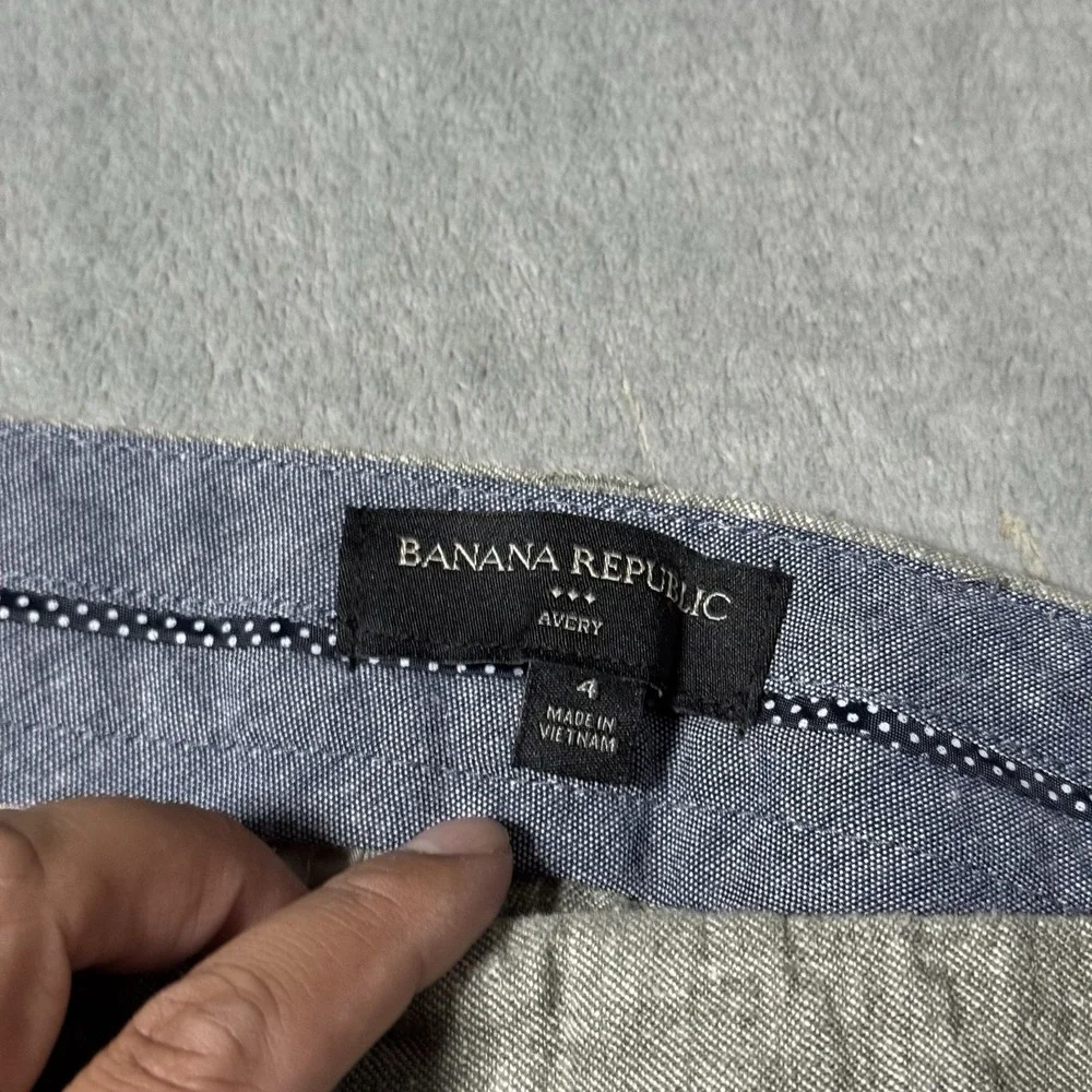 Banana Republic Avery Linen Blend Dress Pant Womens‎ Size 4 Green Crop Career